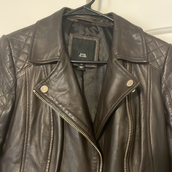 River Island US 6 UK 10 Brown Leather Jacket - Picture 5 of 11